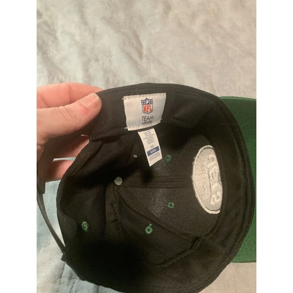 Kids NEW YORK Jets Hat SnapBack Baseball Cap, Black Hat Green & White 3D Patch